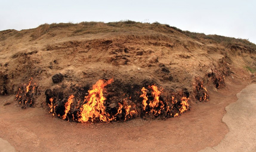 Yanar Dag (Burning Mountain), Absheron Peninsula, near Baku, Azerbaijan